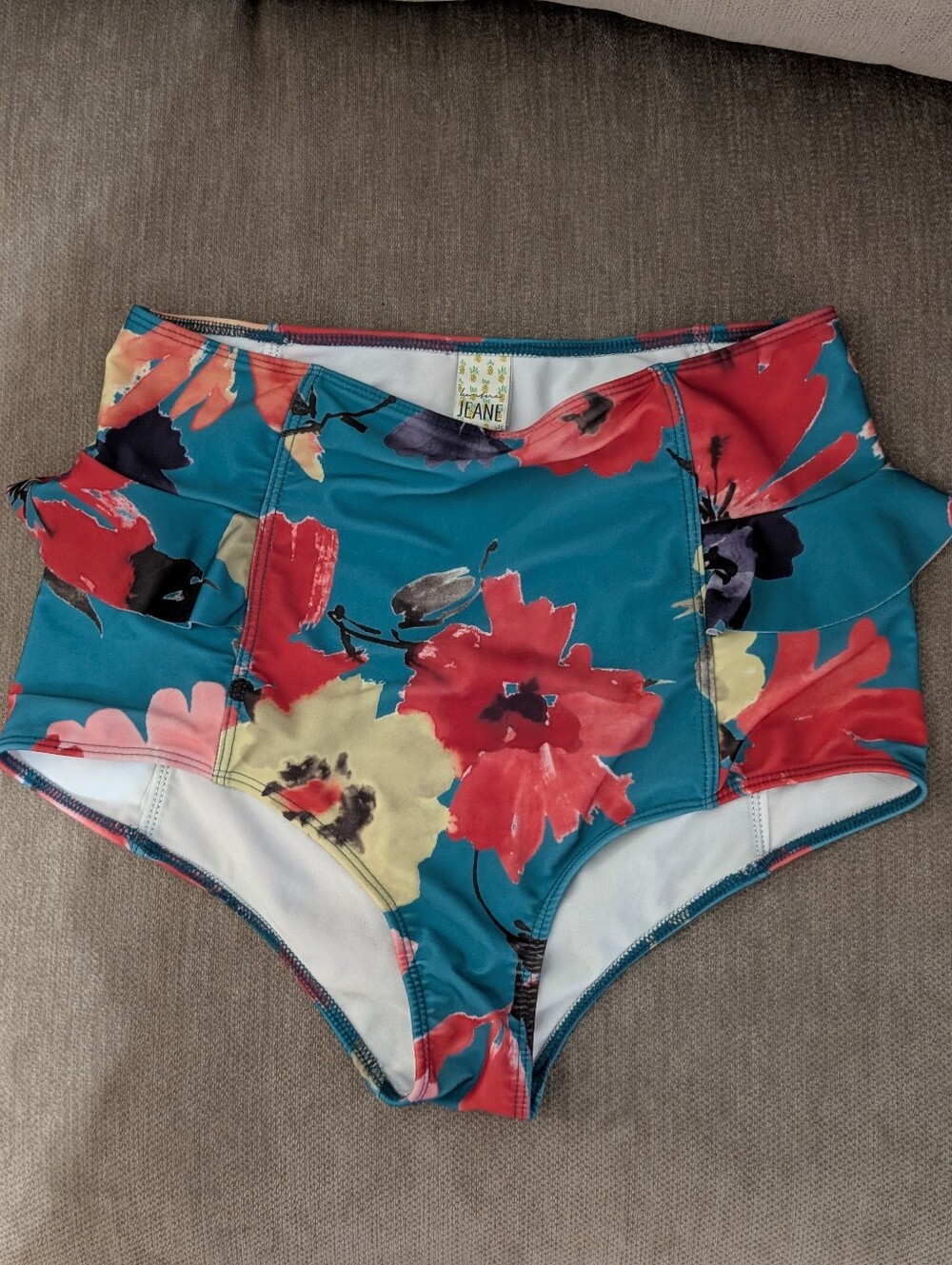 Kortni Jeane Teal Floral High-Waist Swim Bottoms